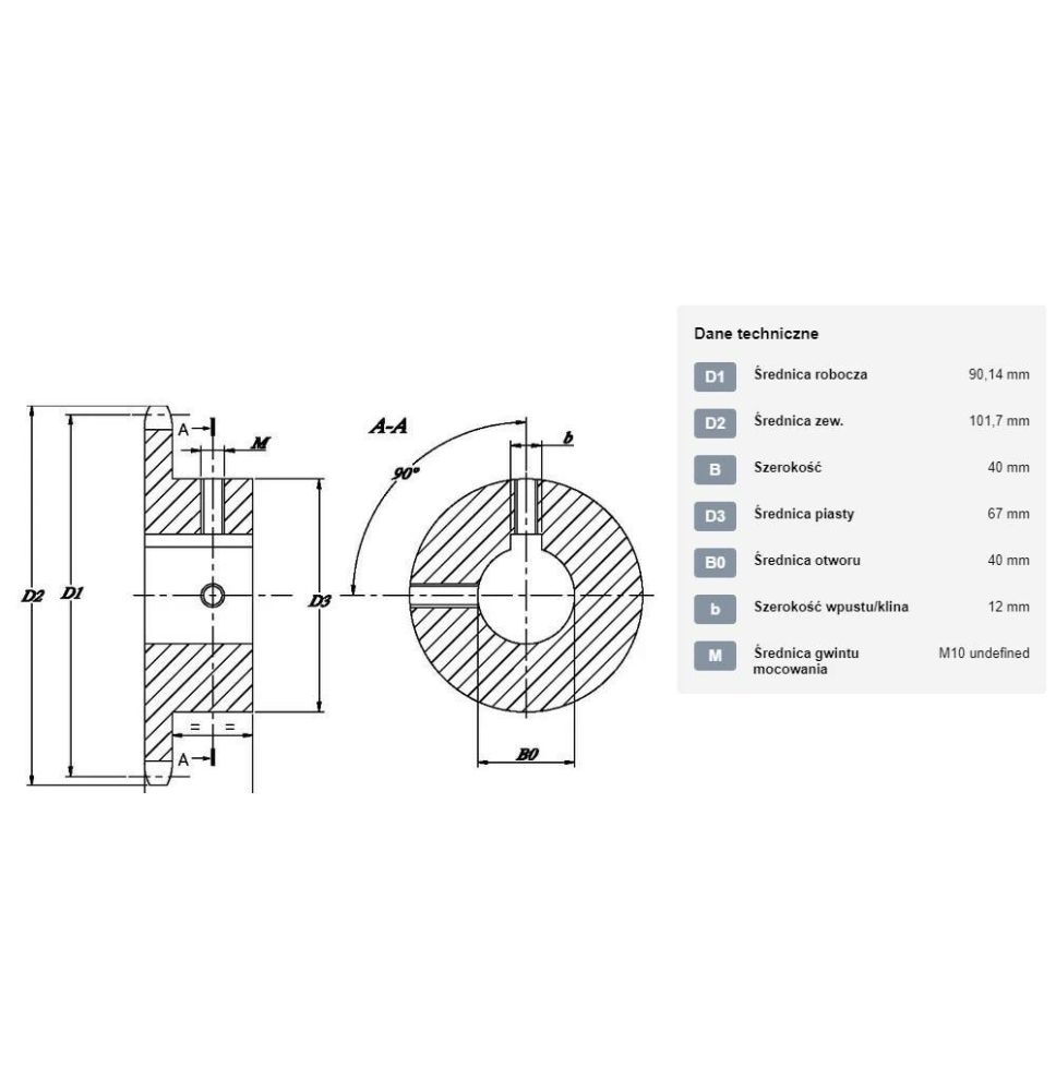 KOŁO ŁAŃCUCH.  1" 16B-1  Z-11 FI-40 - [ŁKE011-40]