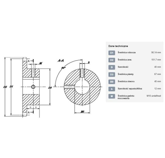 KOŁO ŁAŃCUCH.  1" 16B-1  Z-11 FI-40 - [ŁKE011-40]