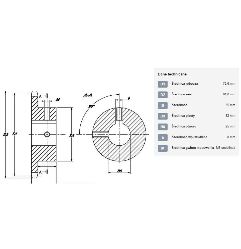 KOŁO ŁAŃCUCH.  3/4" 12B-1  Z-12  FI-25 - [ŁKD012-25]