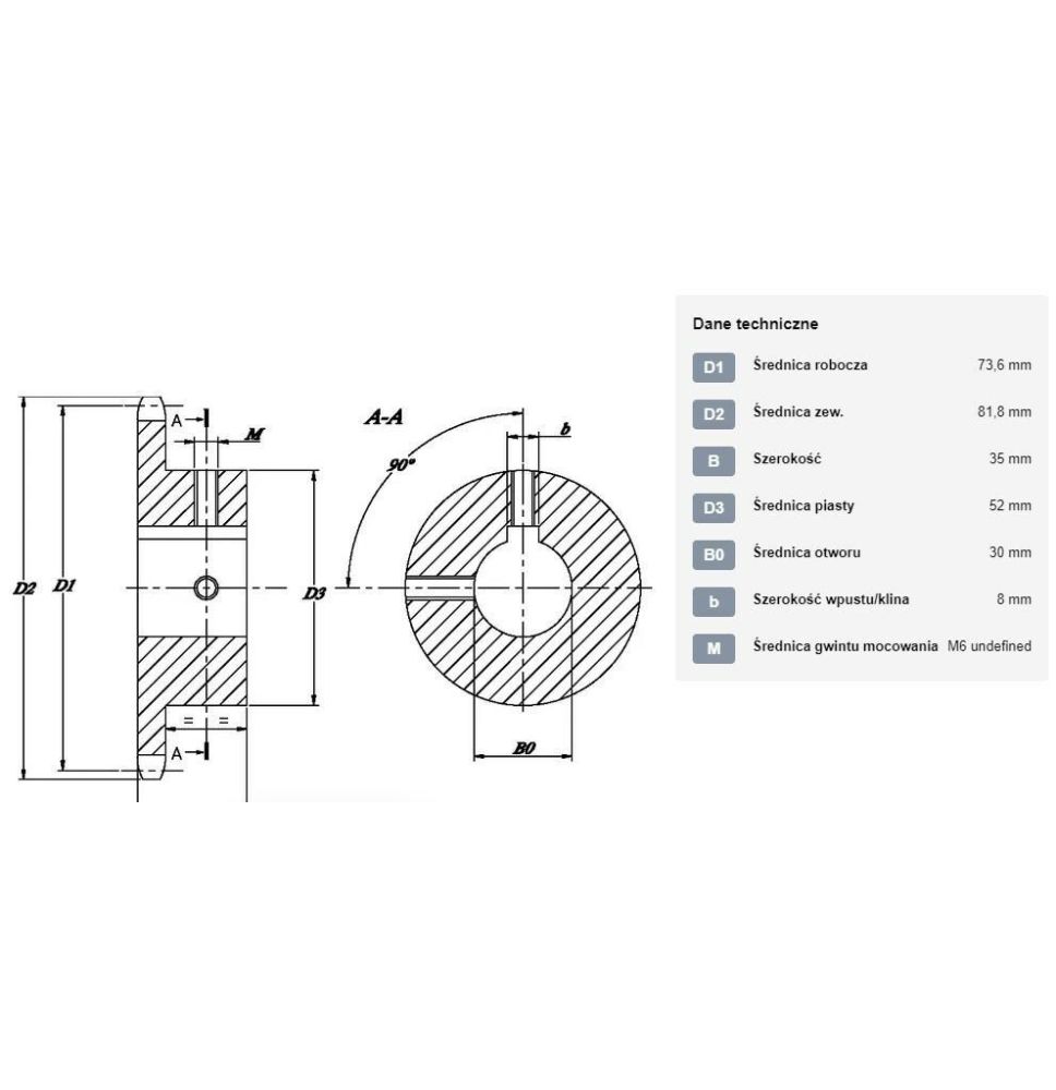 KOŁO ŁAŃCUCH.  3/4" 12B-1  Z-12  FI-30 - [ŁKD012-30]