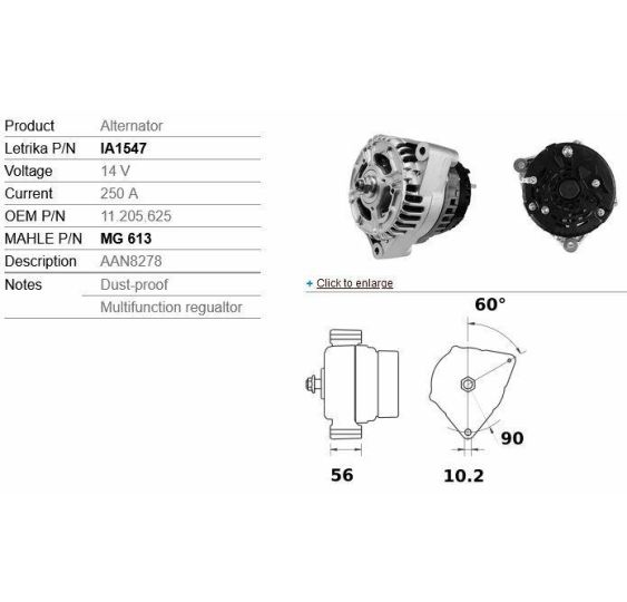 ALTERNATOR 2-OTW  14V 200A B-56          - [CJS712-I]