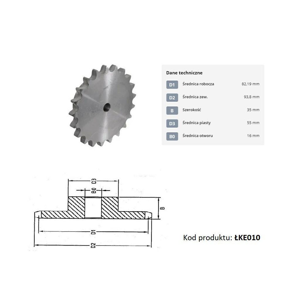 KOŁO ŁAŃCUCH.  1" 16B-1  Z-10     (1" X - [ŁKE010]