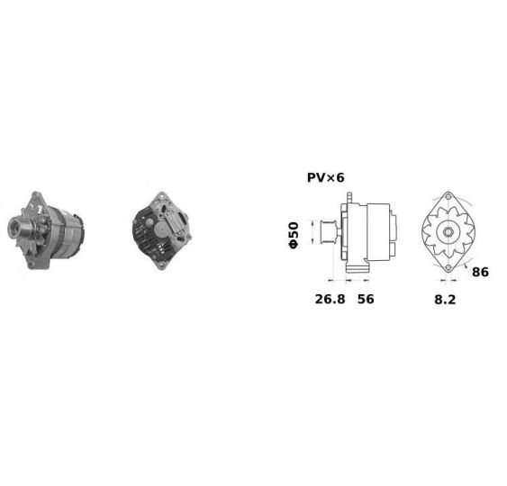 ALTERNATOR 2-OTW  14V 75A B-56 MAHLE - [CJS710-I]