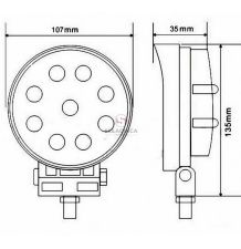 LAMPA ROBOCZA LED OKRĄGŁA LM-1280  LED-9 [AB10-001]