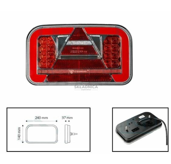 LAMPA TYLNA LED 12-24V Z TRÓJKĄTEM LEWA [AB12-005]