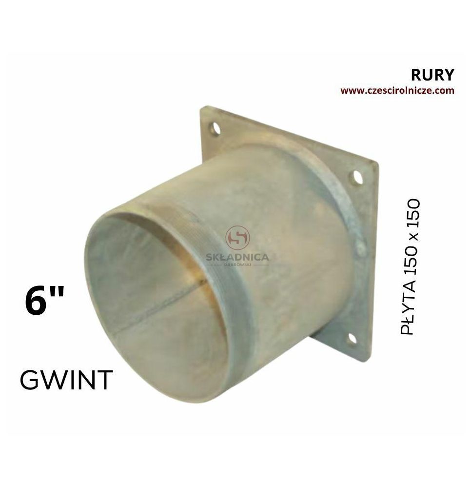 RURA Z GWINTEM  6" ~165 MM  +  PŁYTA 150 [BNA627]