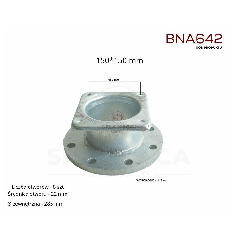 PŁYTA 150*150  -  KOŁNIERZ 6" ZN [BNA642]