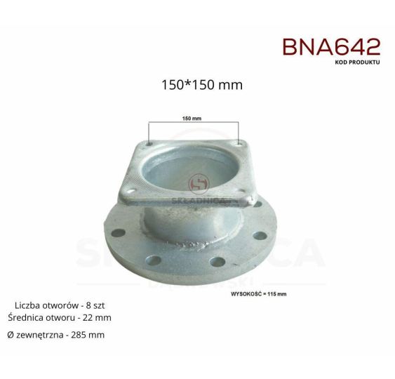 PŁYTA 150*150  -  KOŁNIERZ 6" ZN [BNA642]