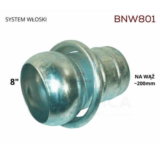 WŁOSKI  8"  ZŁĄCZE MĘSKIE   - WĄŻ 8"~203 [BNW801]
