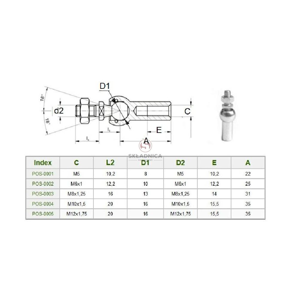PRZEGUB OSIOWY M6/M6 [CAK901]