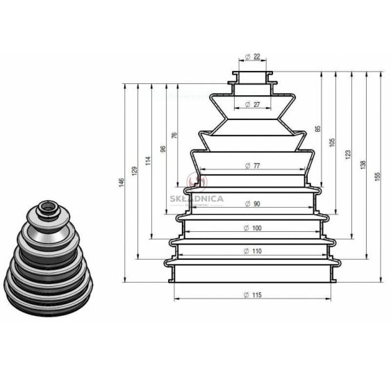 OSŁONA HARM.  22*115-155  uniwersalna 4 [CAN004]