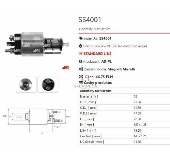 ELEKTROWYŁĄCZNIK MAGNETI SS4001 [CAS683]