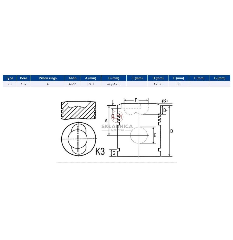 ZESTAW NAPRAWCZY  FL913  102 MM  4-PIERŚ [CDS006]