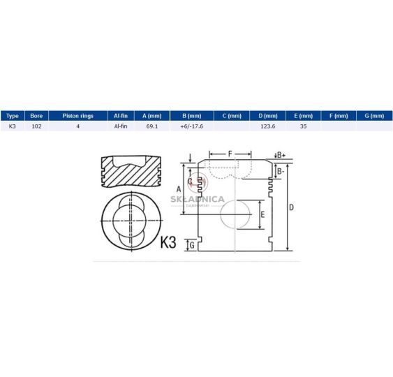 ZESTAW NAPRAWCZY  FL913  102 MM  4-PIERŚ [CDS006]