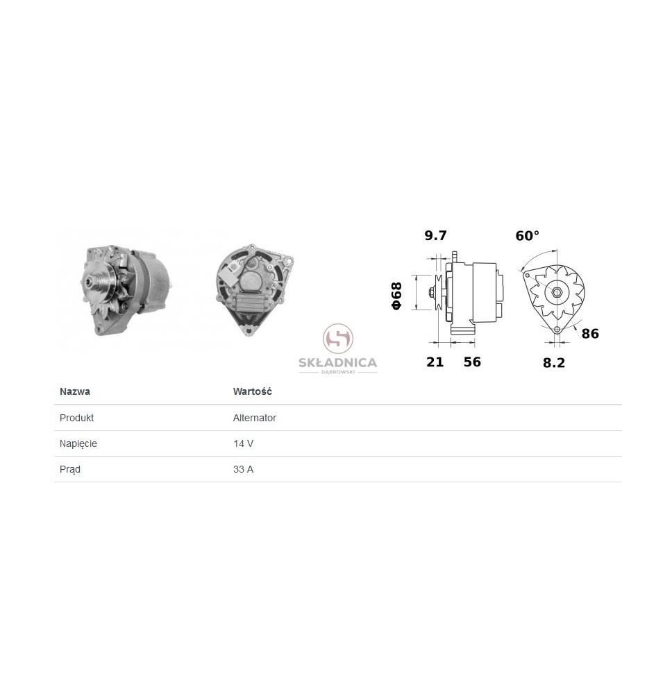 ALTERNATOR 14V 33 A ISKRA [CDS683]