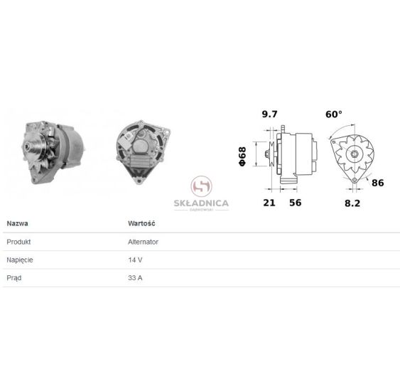 ALTERNATOR 14V 33 A ISKRA [CDS683]
