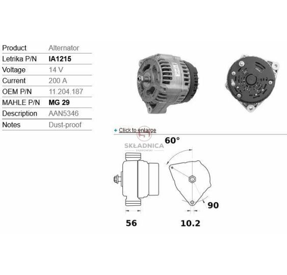 ALTERNATOR 2-OTW  14V 200A B-56 [CDS686-I]