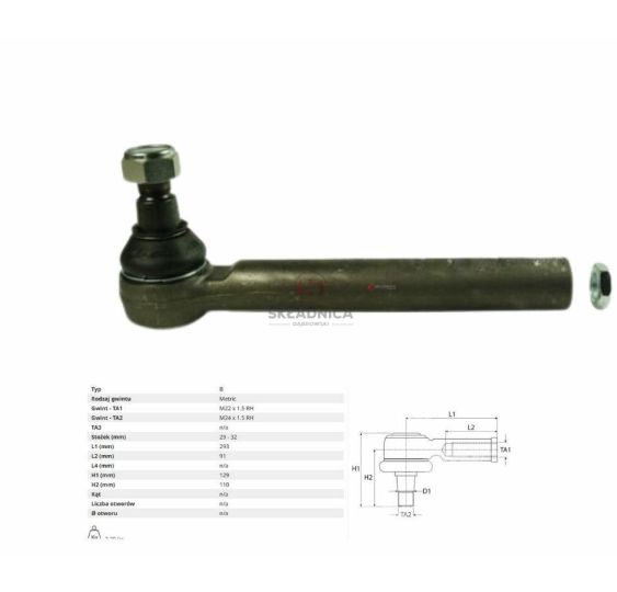 PRZEGUB KULOWY 29/32  L-293  M22*1.5 W [CWB001]