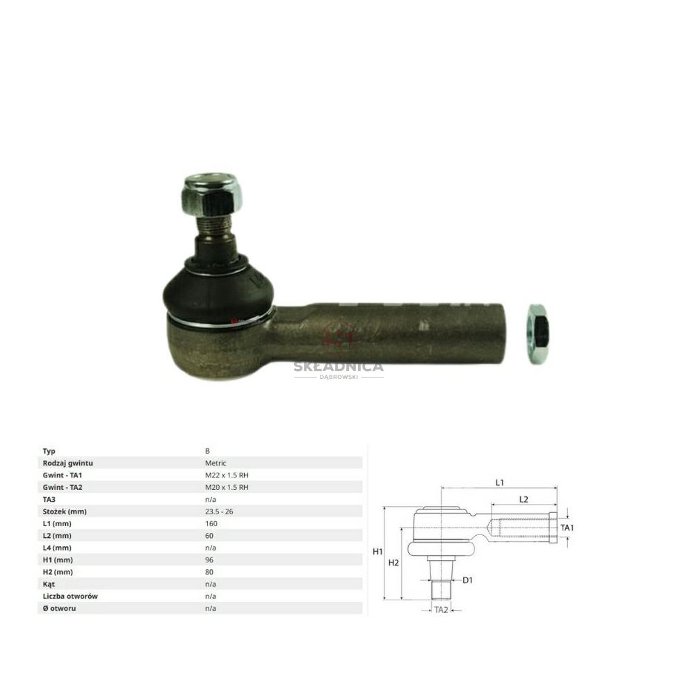 PRZEGUB KULOWY 24/26  L-160  M22*1.5W [CWB003-1]