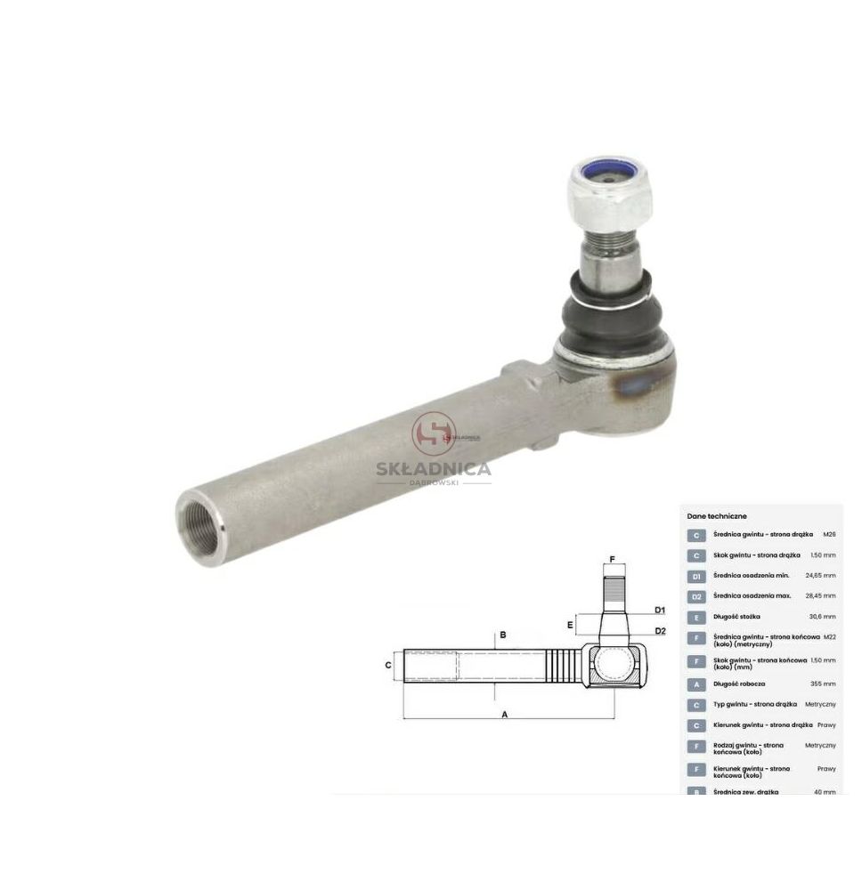 PRZEGUB KULOWY 25/28  L-355 M26x1.5W [CWB006]