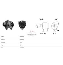ALTERNATOR 2-OTW  14V 120A C-82  MAHLE   [CXH685-M]