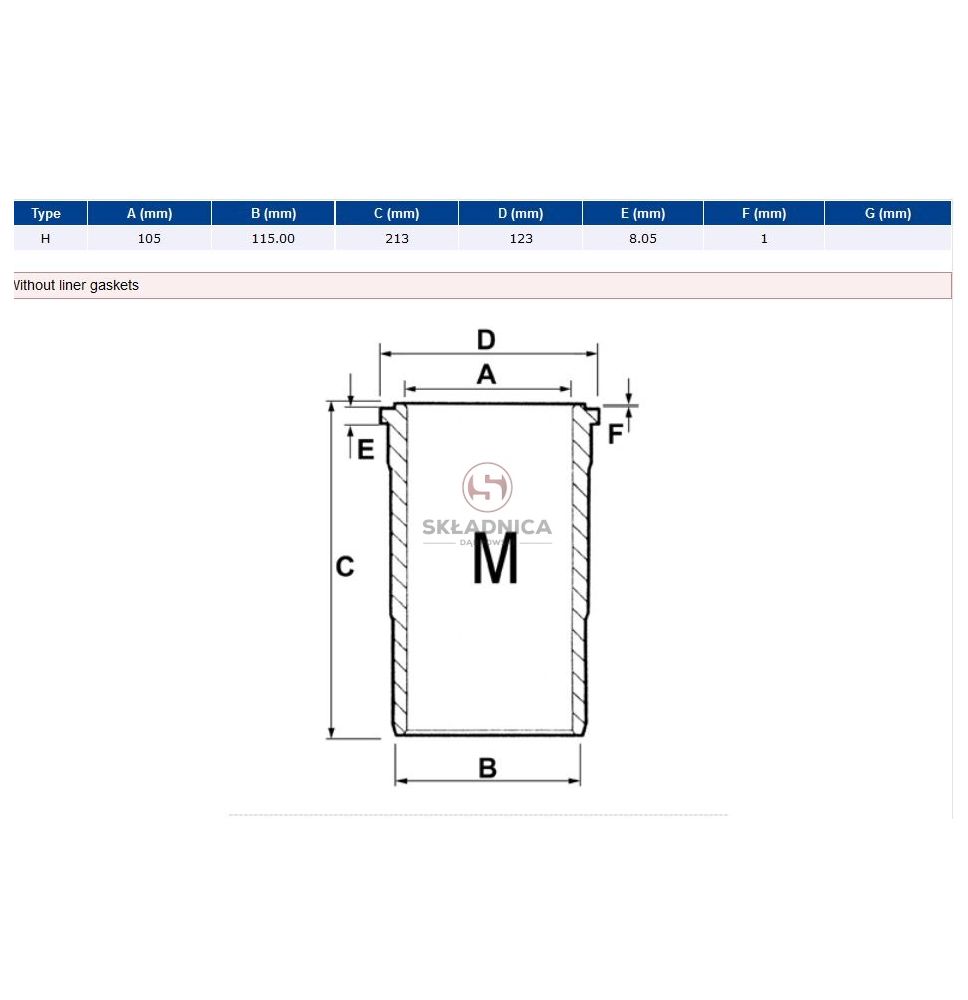 TULEJA CYLINDRA MWM 105.00  5A  TD226-B [CXM062-S]