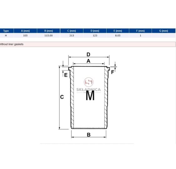 TULEJA CYLINDRA MWM 105.00  5A  TD226-B [CXM062-S]