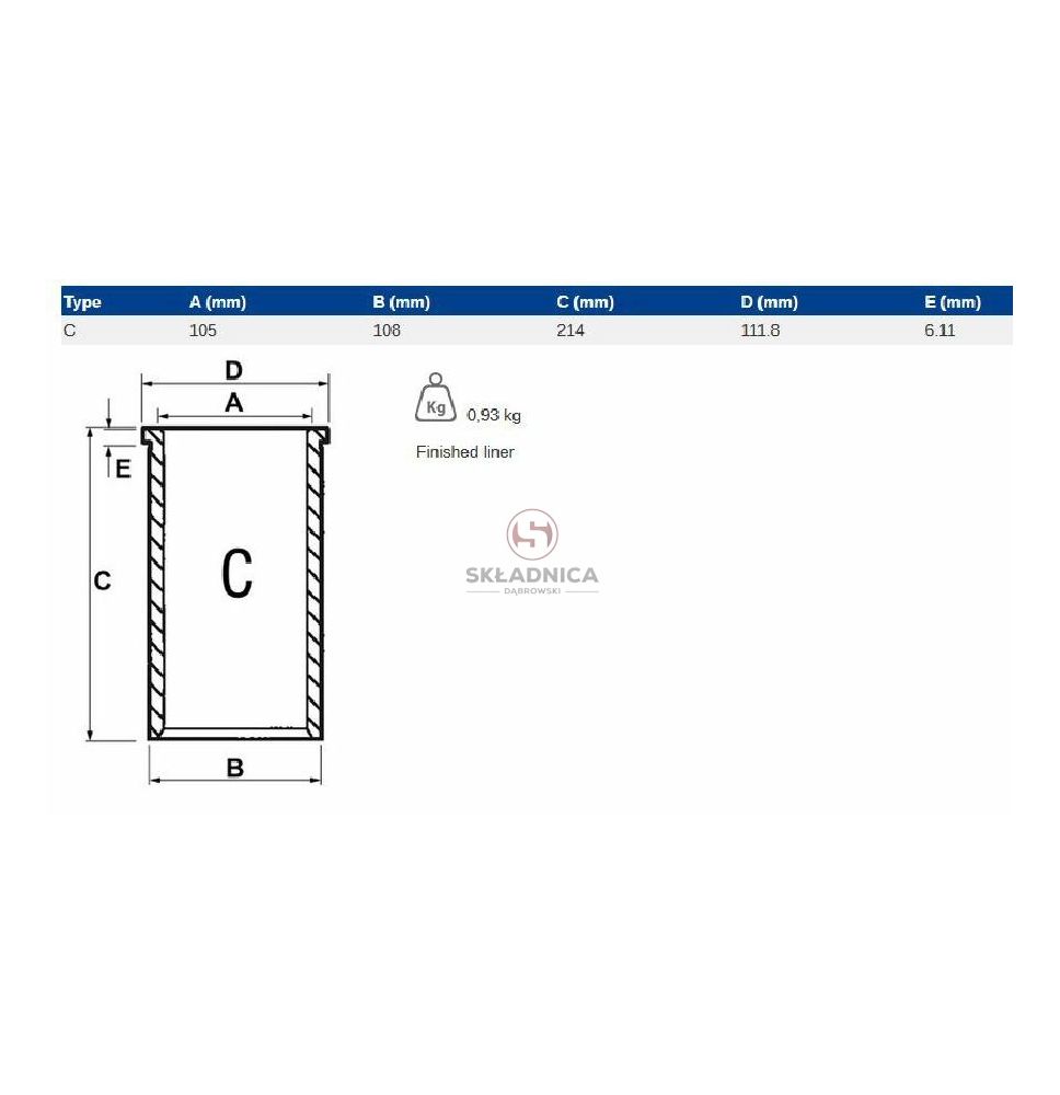 TULEJA CYLINDRA MWM 105.00 D226 SUCHA [CXM066]