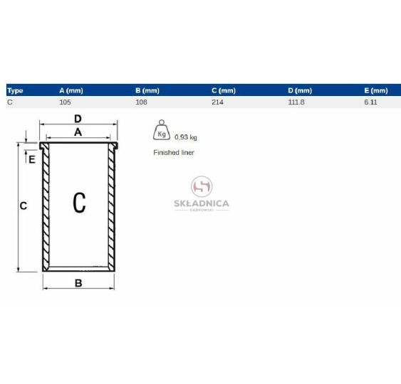 TULEJA CYLINDRA MWM 105.00 D226 SUCHA [CXM066]