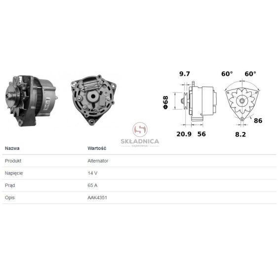 ALTERNATOR GOPART 14V 65AH [CXM692-G]