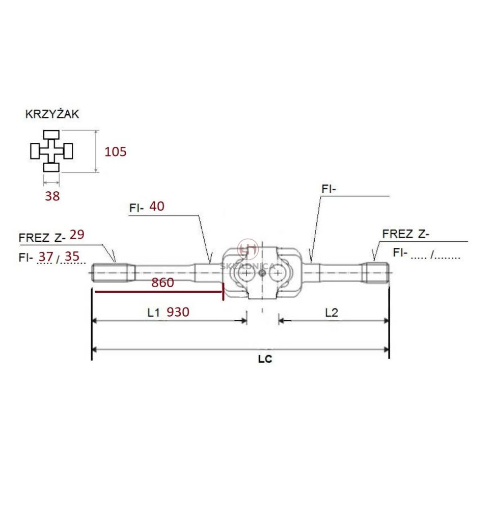 PÓŁOŚ (38.00*105.00) WIDEŁKI L-930 [CYA103-U]