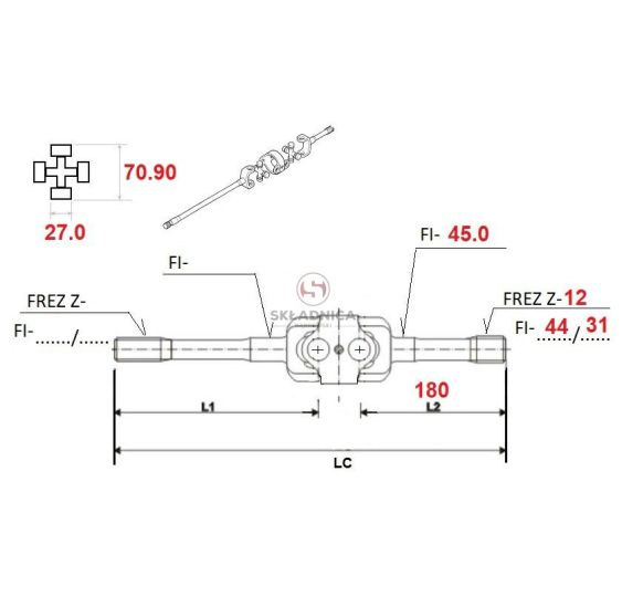 PÓŁOŚ (27.00* 70.90) WIDEŁKI L-175 [CYC501]