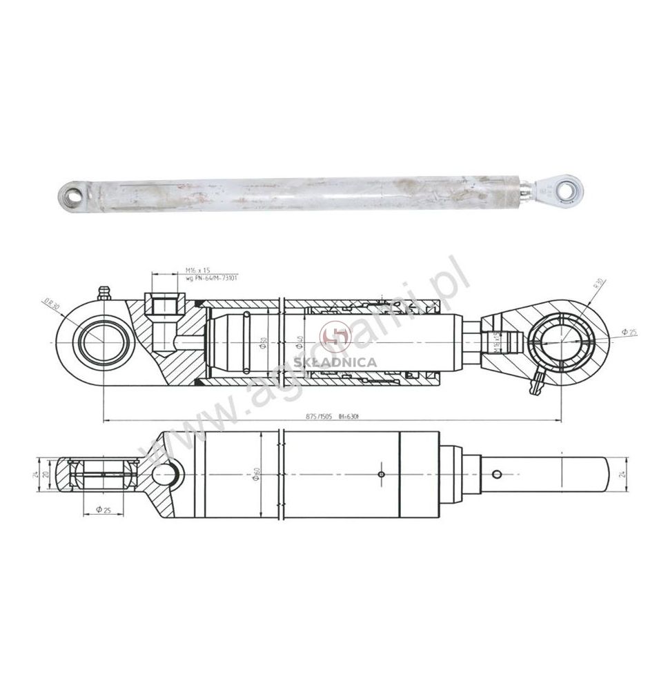 SIŁOWNIK HYD. JEDNOSTR. FI-40 Lmin-875   [DK016]