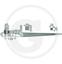 ZĄB ŁADOWACZA L- 840  M27*1,5  WYGIĘTY [DK033]