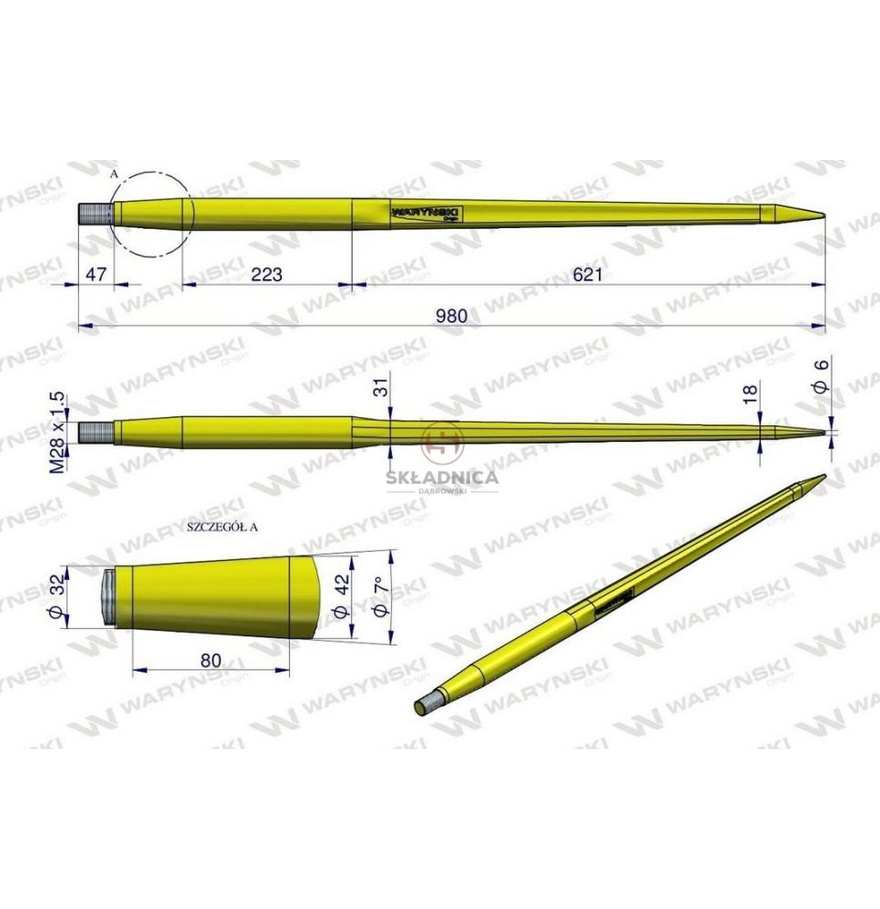 ZĄB ŁADOWACZA L- 980  M28*1,5  PROSTY [DKW009]
