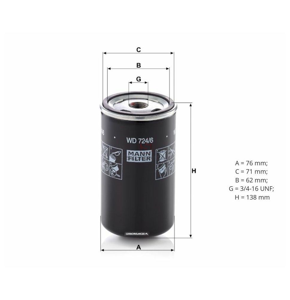 FILTR HYD. 3/4"-16UN   H-140  FI-75/UZ-7 [FI404138]