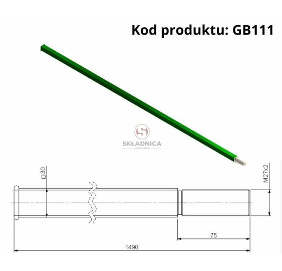 OŚ BRONY TALERZOWEJ  30X30X1500 M27*2 [GB111]
