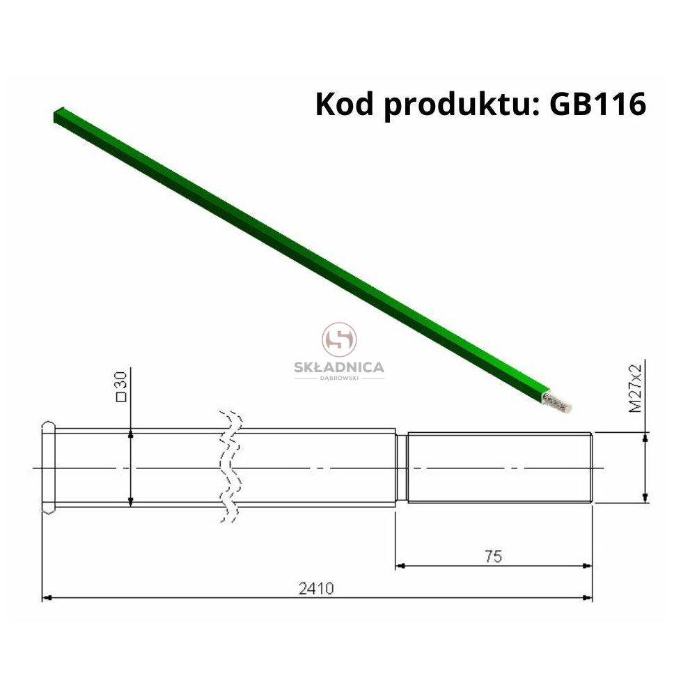 OŚ 30X30X2400 M27*2 [GB116]