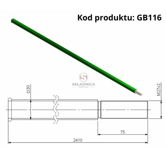 OŚ 30X30X2400 M27*2 [GB116]