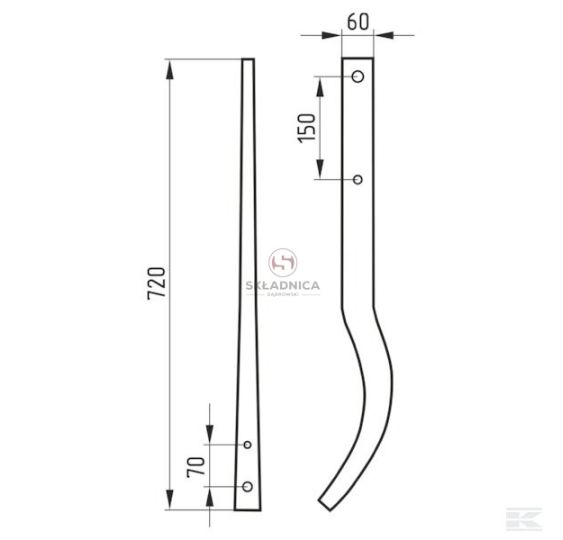 FARMET GRZĄDZIEL 25X60X720 5140-10773 [GKF008]