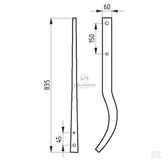 FARMET GRZĄDZIEL 25X60X835 5140-10835 [GKF009]