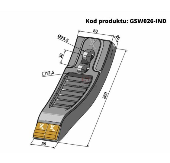 DZIÓB REDLICY 2-OTW  250*80*15 Z         [GKV010-IND]