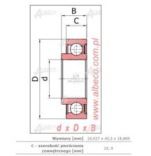 ŁOZYSKO TALERZA 16.1X45.2X15.5 204RY [GSE004A]
