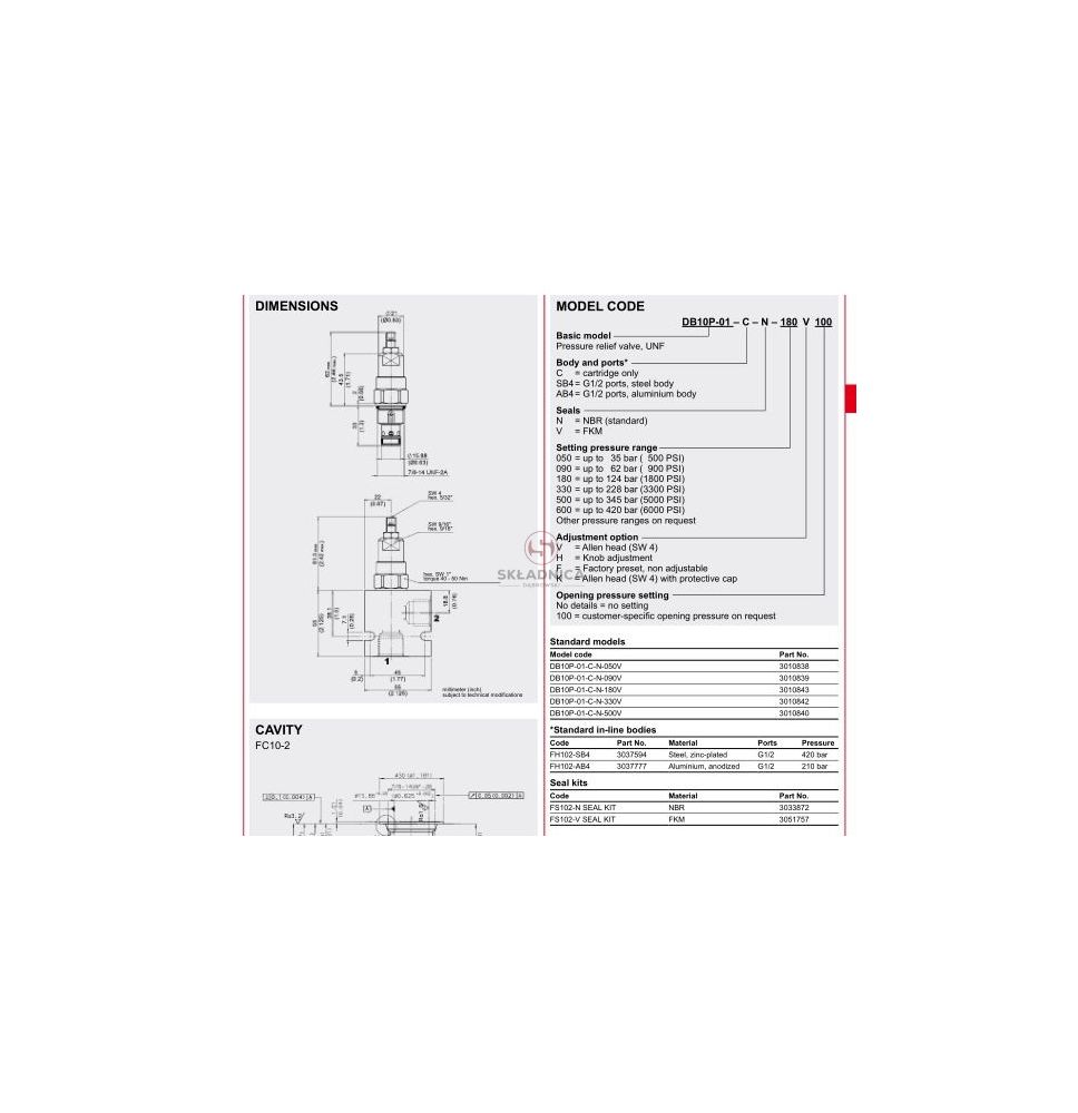 ZAWÓR PRZELEWOWY DB10P-01-C-N-330V [HA136]