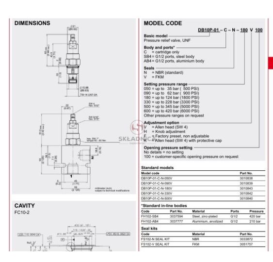 ZAWÓR PRZELEWOWY DB10P-01-C-N-330V [HA136]