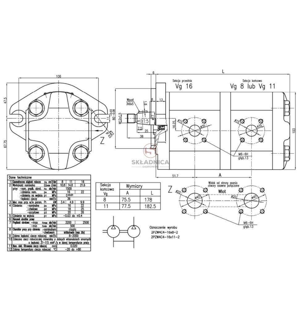 POMPA 2PZW4-C4-16x8-2 WPH [HP21-135]