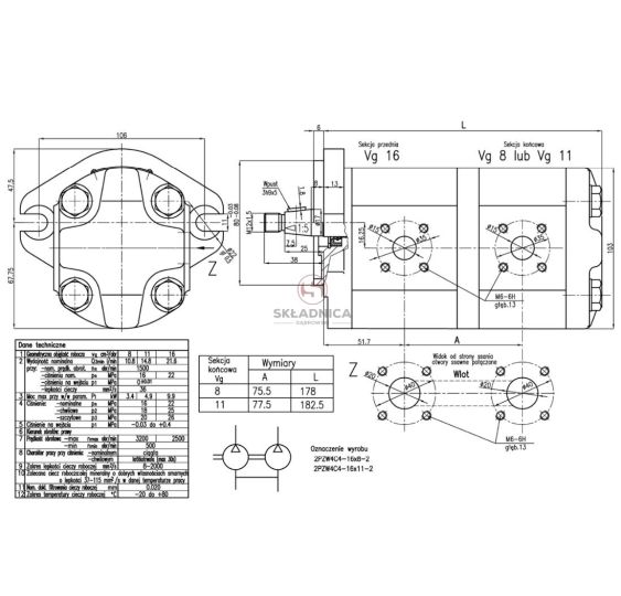 POMPA WPH  2PZW5C4-16*11-2 [HP21-140]