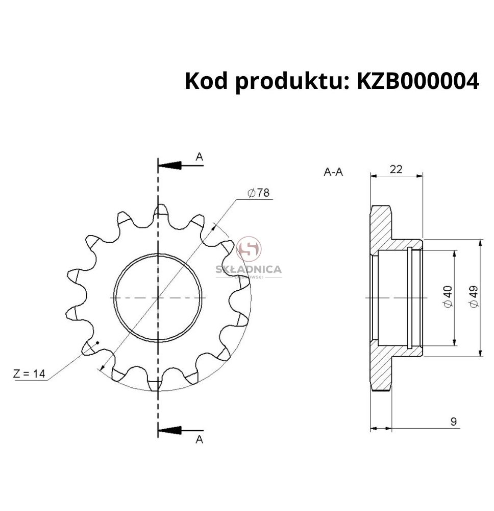 KOŁO ŁAŃCUCHOWE Z-14 [KZB000004]