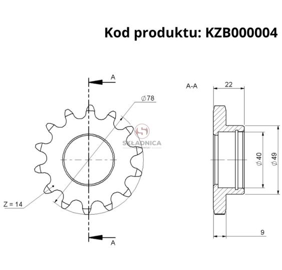 KOŁO ŁAŃCUCHOWE Z-14 [KZB000004]