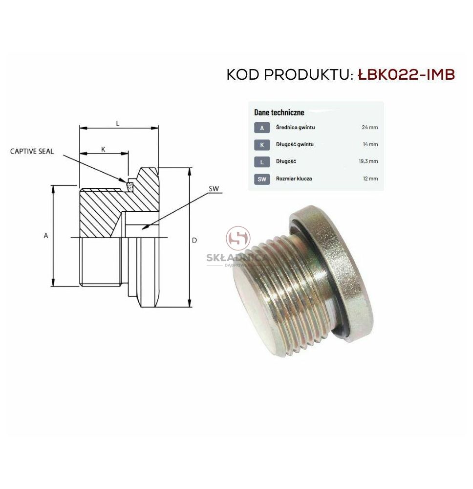 KOREK M24*1,5 IMBUS [ŁBK024-IMB]